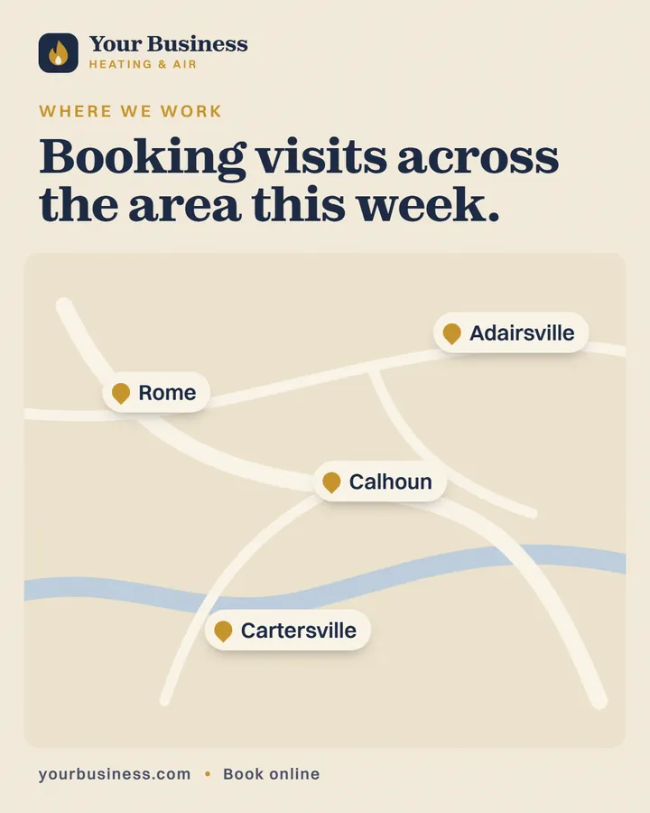 Sample post: Booking visits across the area this week.